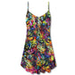 Smiling Colorful Cat Style V-Neck Sleeveless Cami Dress For Festivals Parties And Fun Warm Weather Outfits