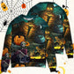 Halloween Skull Dark Night Sweater For Art Fans Travel Parties And Distinctive Casual Style