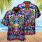 Bohemian Mushroom Skull Hawaiian Shirt Artwork Detail For Tropical Trips And Casual Outings