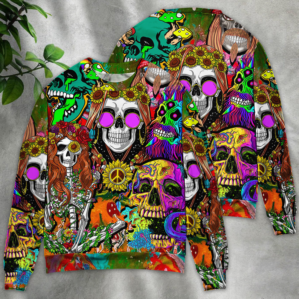 Hippie Skull Colorful Sweater For Casual Wear Parties And Thoughtful Gifting