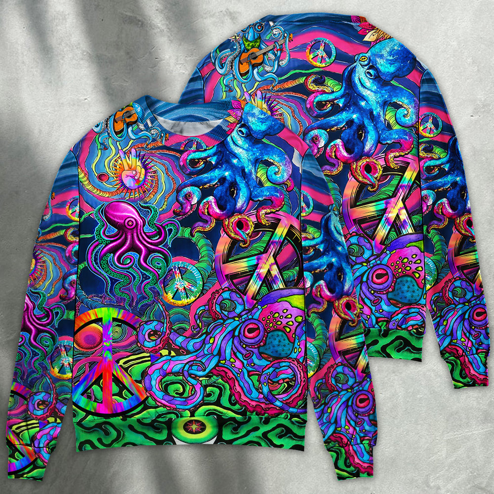 Hippie Octopus Colorful Tie Dye Sweater For Festival Adventures Vacations And Relaxed Daily Styling