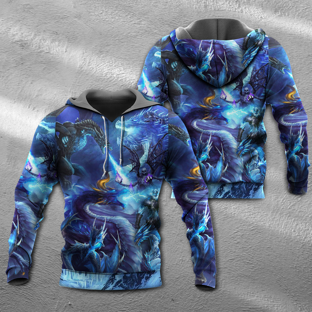 Blue Dragon Skull Lightning Hoodie For Gothic Art Lovers Daily Wear And Weekend Adventures