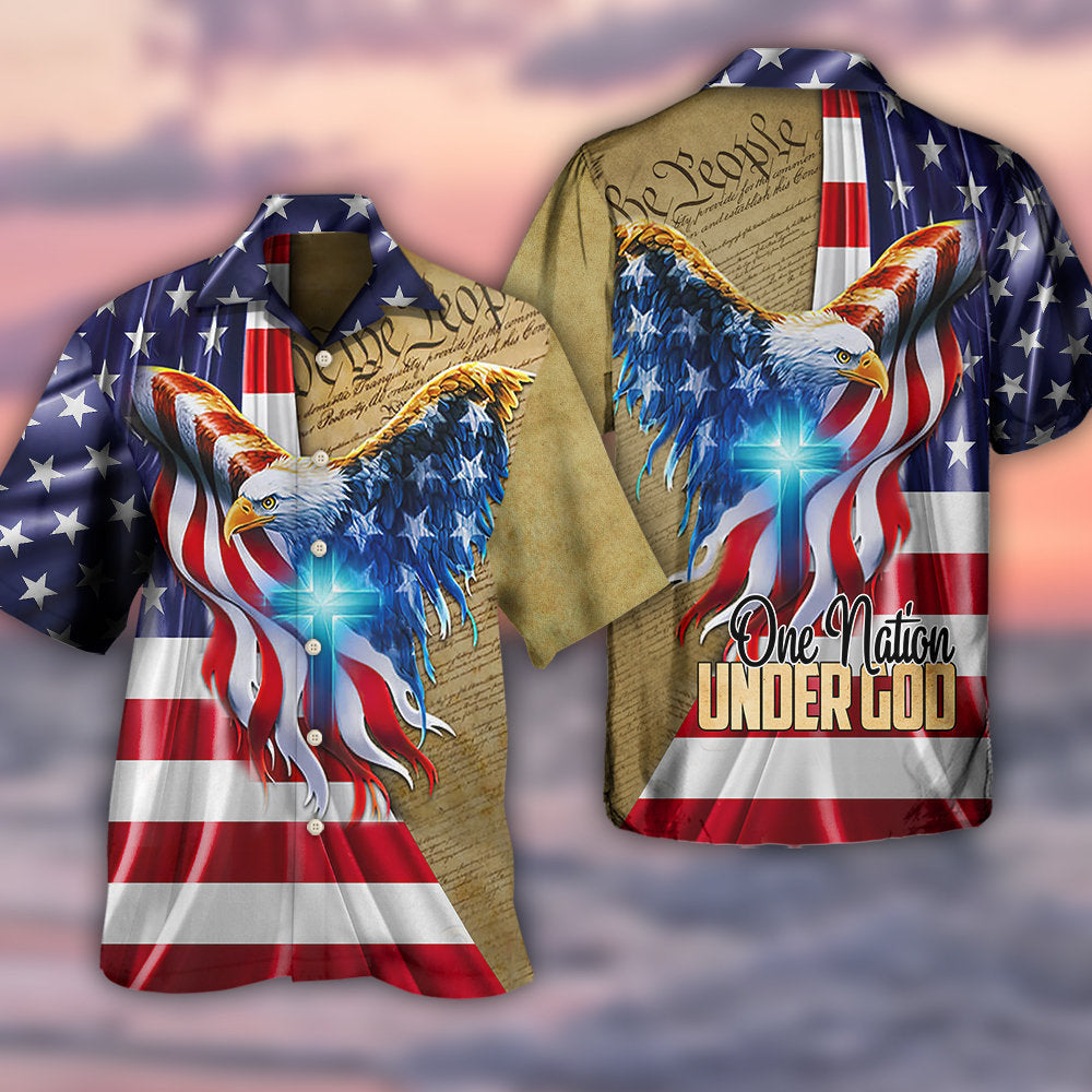 Eagle Cross Nation Faith Hawaiian Shirt Design Detail For Sunny Adventures And Casual Wear