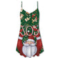 Santa Lover Holiday Joy V-Neck Sleeveless Cami Dress For Beach Trips Parties And Relaxed Warm Weather Style