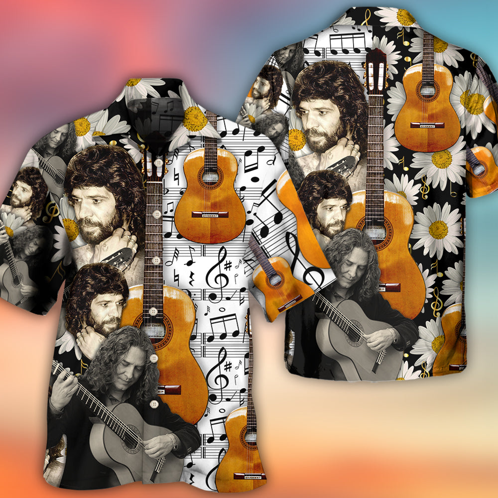 Guitar Hawaiian Shirt Design Detail For Sunny Adventures And Casual Wear