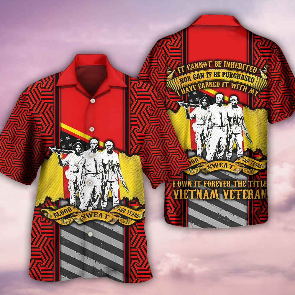 Veteran Vietnam Blood Sweat Tears Hawaiian Shirt Artwork View For Coastal Escapes And Resort Style