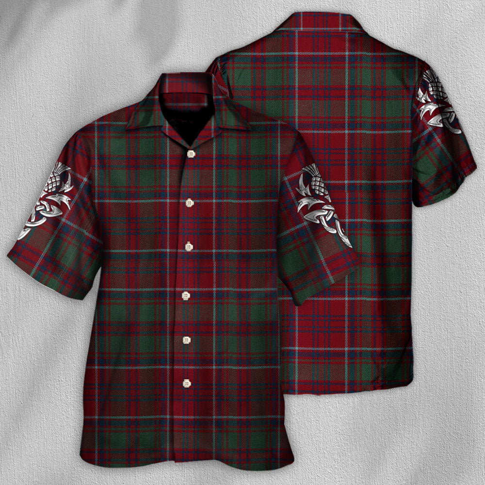 Scottish Tartan Hawaiian Shirt Fabric Pattern Detail For Warm Weather Events