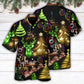 Neon Snowman Christmas Tree Hawaiian Shirt For Summer Vacation And Beach Travel
