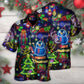 Neon Christmas Bright Lighting Hawaiian Shirt Design View For Casual Summer Styling
