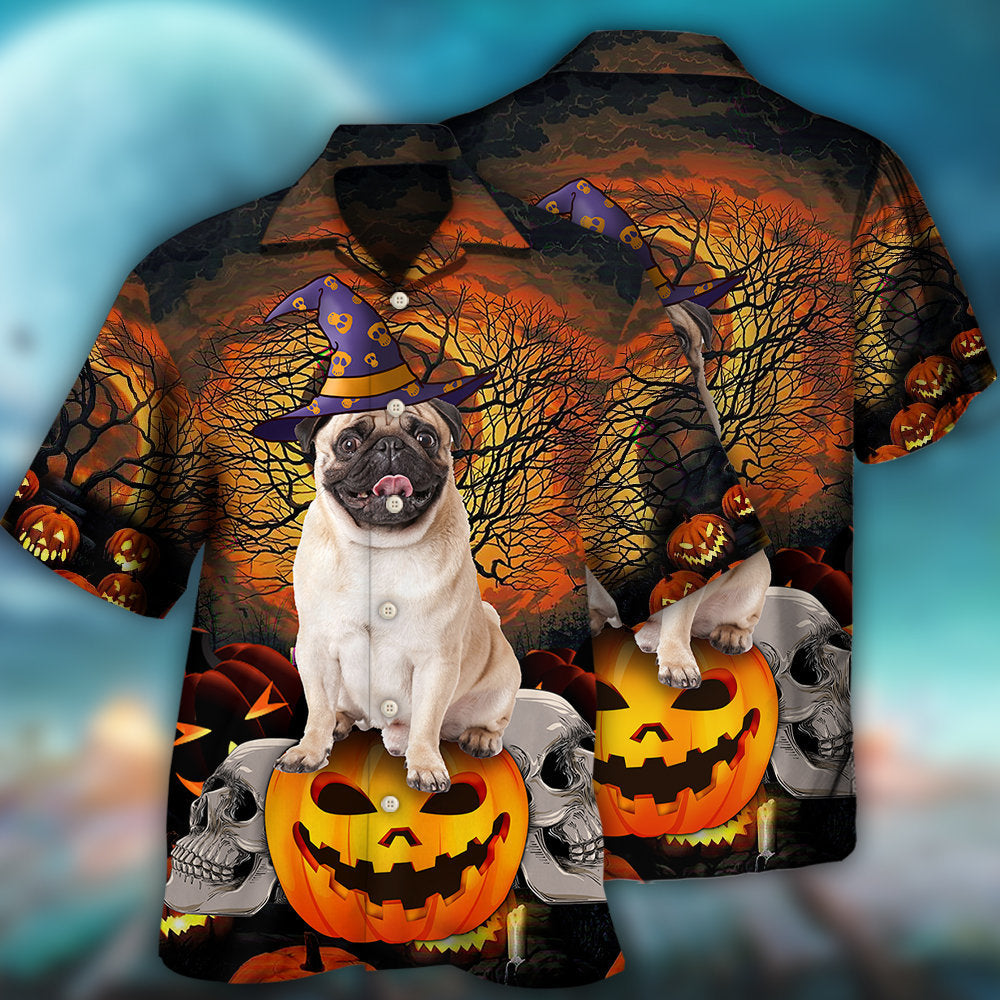 Halloween Pug Pumpkin Dog Hawaiian Shirt All Over Print Detail For Thoughtful Gifting