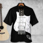 Black Electric Guitar Hawaiian Shirt Artwork Detail For Resort Trips And Outdoor Activities