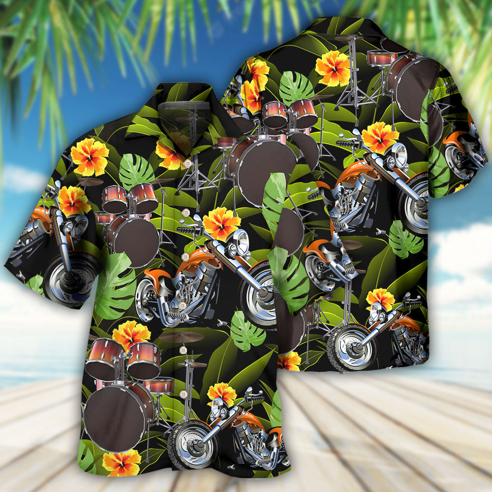 Drum Motorcycles Drums Hawaiian Shirt Artwork View For Coastal Escapes And Resort Style