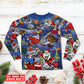 Flying Santa Christmas Long Sleeve Pajamas Set For Holiday Travel And Comfortable Home Wear