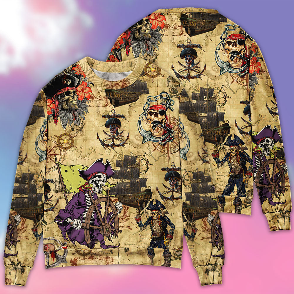 Skull Pirate Dark Adventure Sweater For Bold Streetwear Travel And Relaxed Everyday Styling