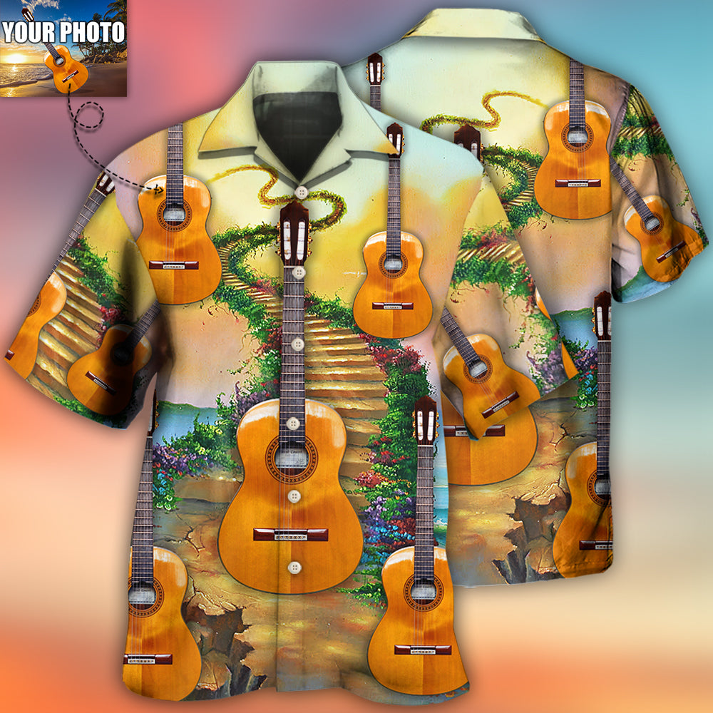 Guitar Various Custom Photo Hawaiian Shirt Artwork Detail For Resort Trips And Outdoor Activities