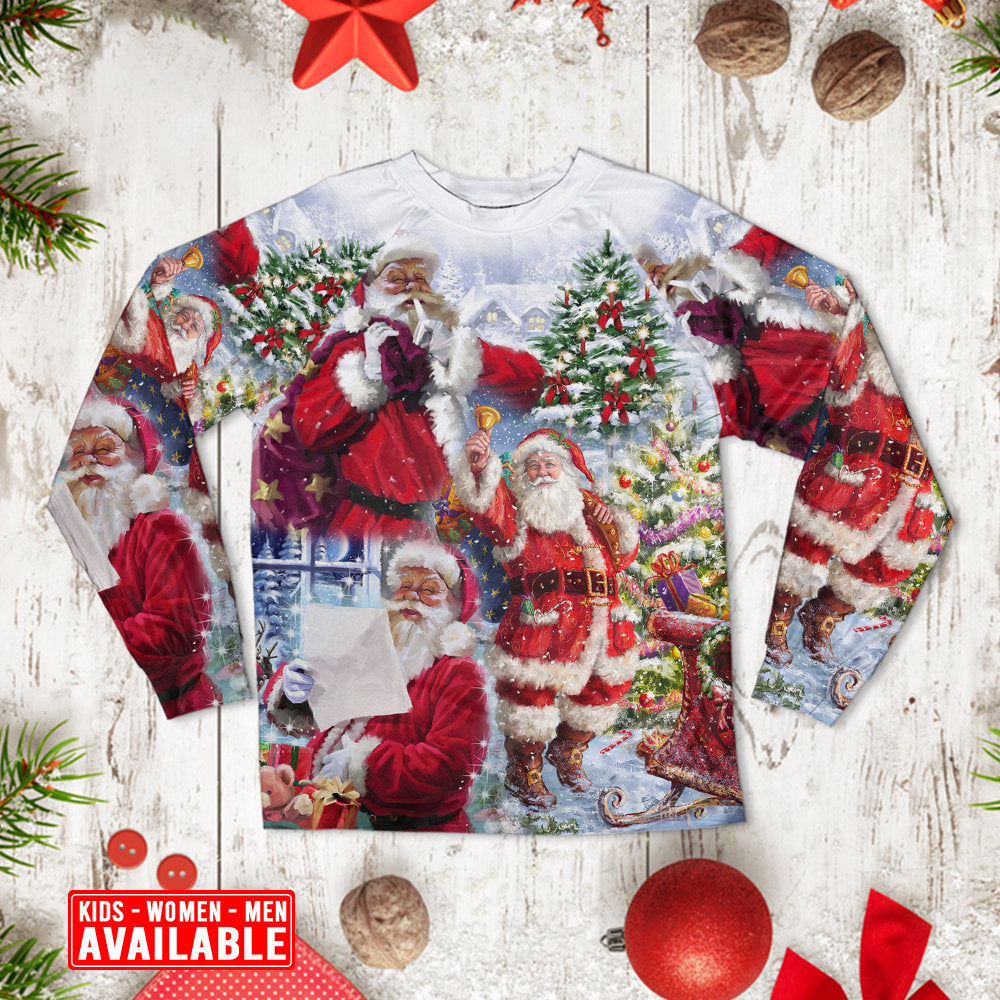 Santa Holiday Arrival Long Sleeve Pajamas Set For Christmas Sleepwear And Family Lounging
