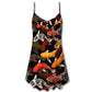 Koi Fish Minimal Style V-Neck Sleeveless Cami Dress For Summer Vacations Festivals And Casual Everyday Wear