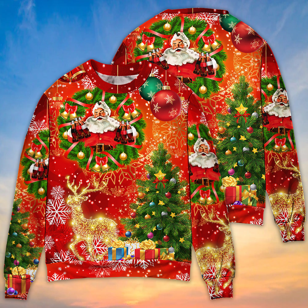 Christmas Santa Holiday Tree Red Light Sweater For Winter Celebrations Family Events And Relaxed Seasonal Styling