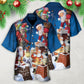 Christmas Santa Hawaiian Shirt Print Closeup For Tropical Vacations