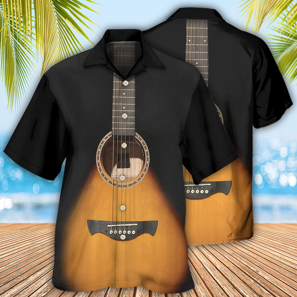 Woodland Guitar Music Hawaiian Shirt Artwork Detail For Tropical Trips And Casual Outings
