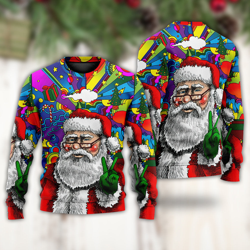 Hippie Christmas Santa Claus Sweater For Holiday Parties Family Gatherings And Seasonal Gift Giving