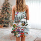 Skull Christmas Snow Vibe V-Neck Sleeveless Cami Dress For Vacations Parties And Expressive Warm Weather Styling