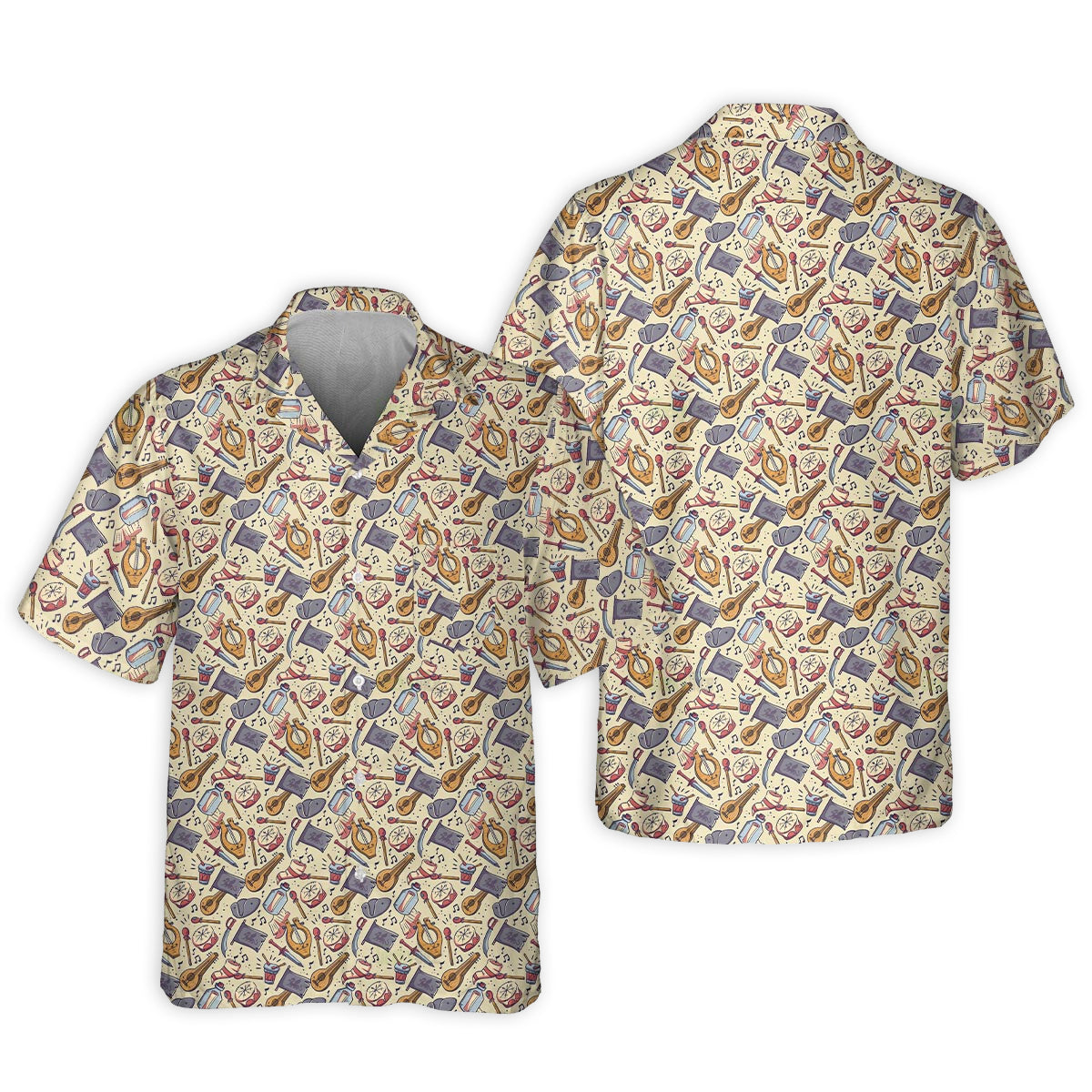 Fantasy Role Bard Sword Music Hawaiian Shirt Detailed Pattern View For Island Holidays