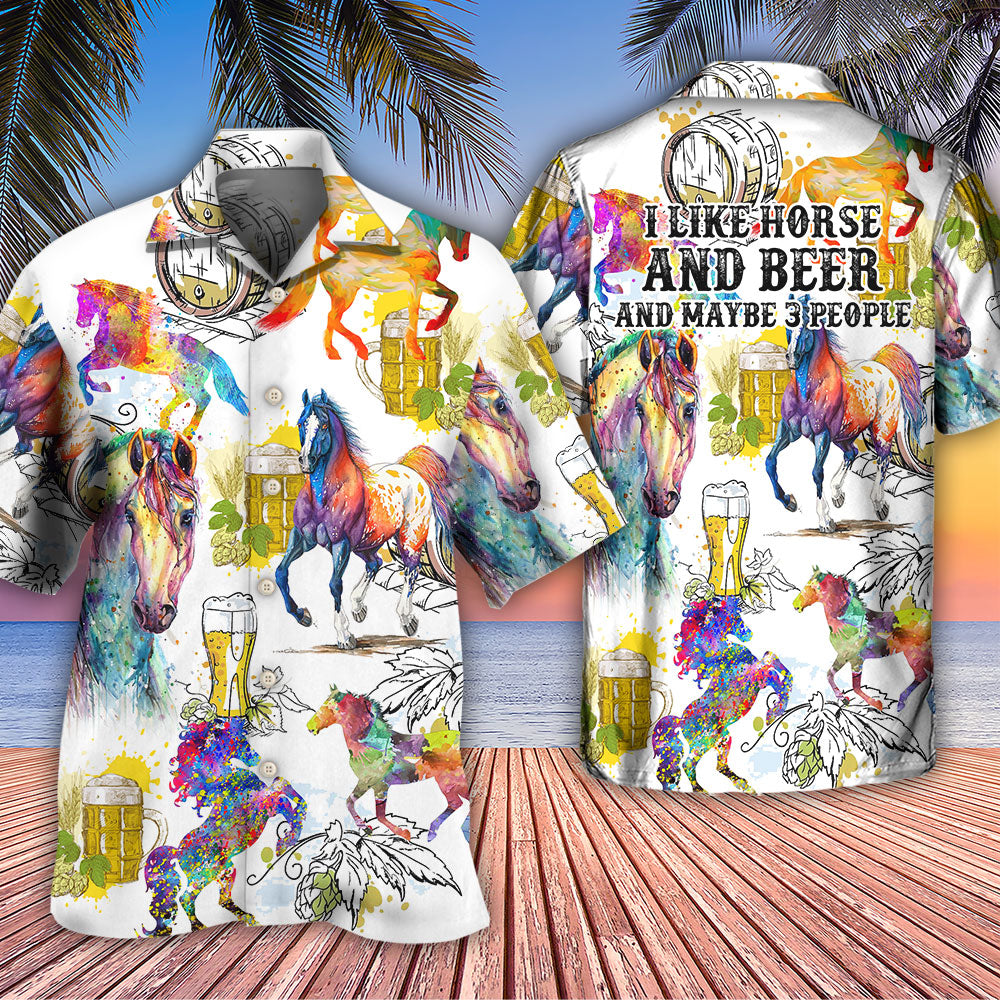 Horse Beer Hawaiian Shirt Artwork View For Weekend Travel And Beach Style