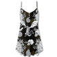 Dragon Flying Skull Gothic V-Neck Sleeveless Cami Dress For Festivals Travel And Relaxed Casual Summer Wear