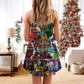 Vintage Train Merry Christmas Vibe V-Neck Sleeveless Cami Dress For Summer Events And Comfortable Everyday Style
