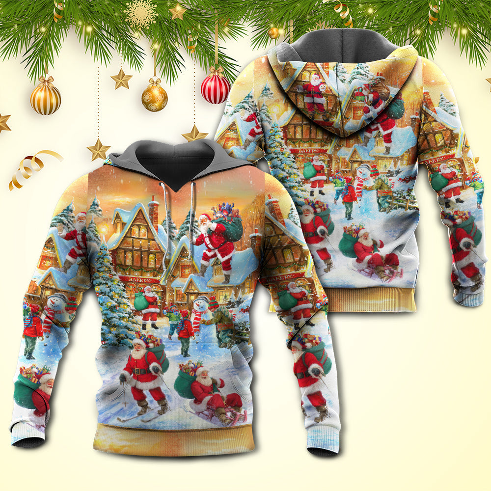 Christmas Santa Town Coming Hoodie For Christmas Gatherings Outdoor Trips And Relaxed Seasonal Style