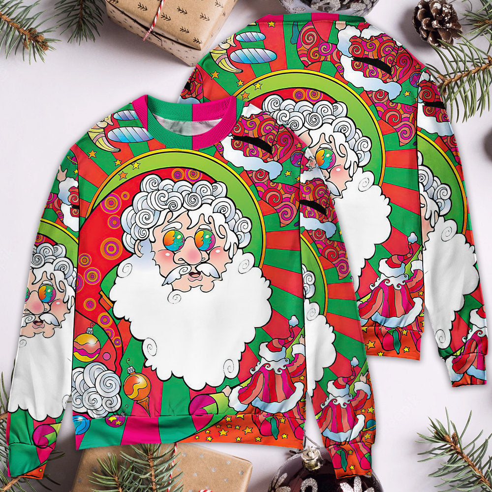 Christmas Colorful Santa Hippie Sweater For Winter Celebrations Family Events And Relaxed Seasonal Styling