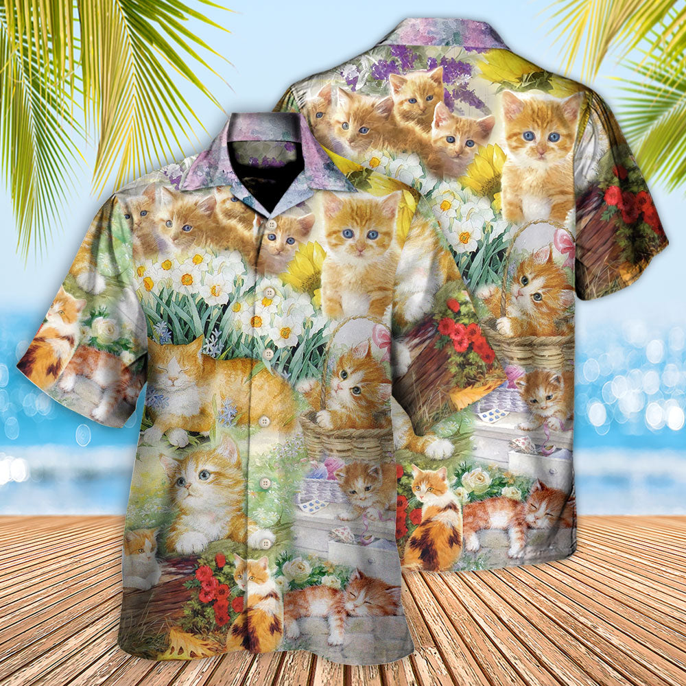 Cat Kitty Hawaiian Shirt For Summer Vacation And Beach Travel