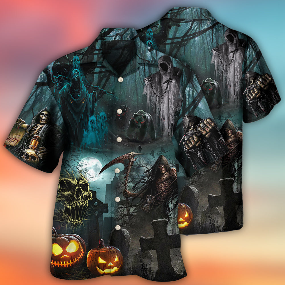 Halloween Dark Ghost Pumpkin Hawaiian Shirt Design View For Island Holidays
