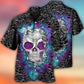 Floral Skull Butterfly Lighting Hawaiian Shirt For Summer Vacation And Beach Travel
