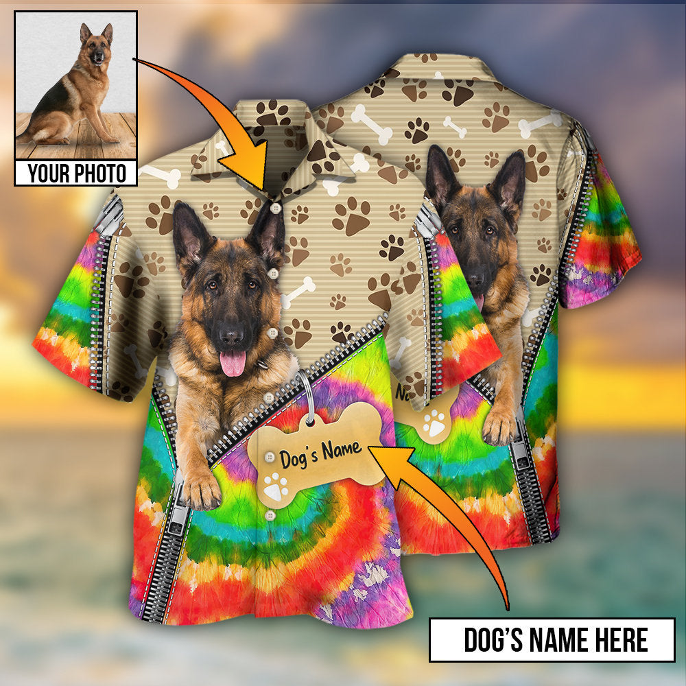 Dog German Shepherd Various Custom Photo Personalized Hawaiian Shirt Design Detail For Sunny Adventures And Casual Wear