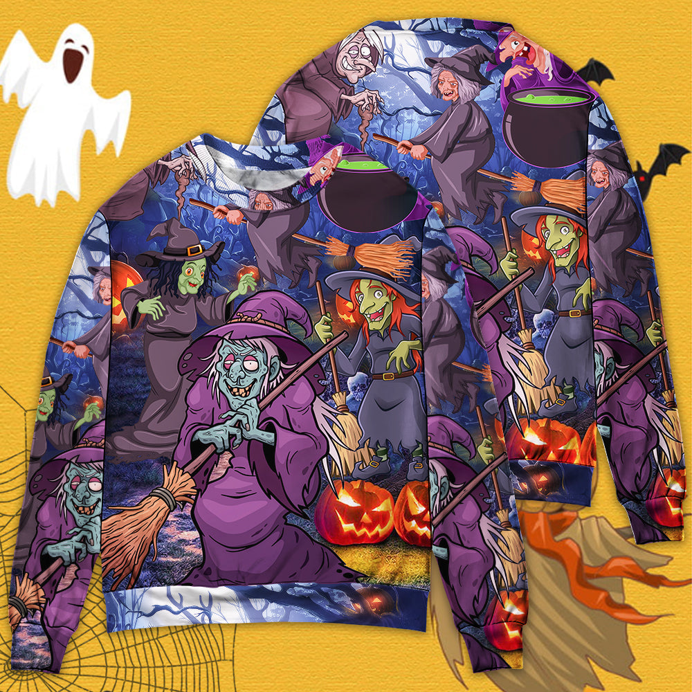 Halloween Funny Witch Pumpkin Magic Forest Sweater For Art Lovers Holidays Parties And Comfortable Wear