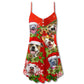 Christmas Dogs Pitbull Family Love V-Neck Sleeveless Cami Dress For Festive Events And Casual Summer Styling