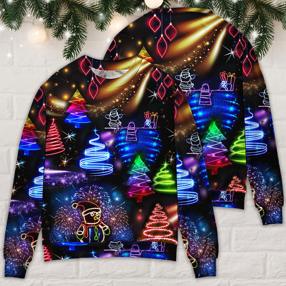 Christmas Neon Santa And Snowman Sweater For Festive Family Events Casual Wear And Holiday Gift Giving