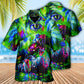 Funny Neon Crowing Rooster Hawaiian Shirt For Summer Vacation And Beach Travel