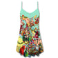 Christmas Santa Love World Map – Women's Summer Sleeveless V-Neck Camisole Dress