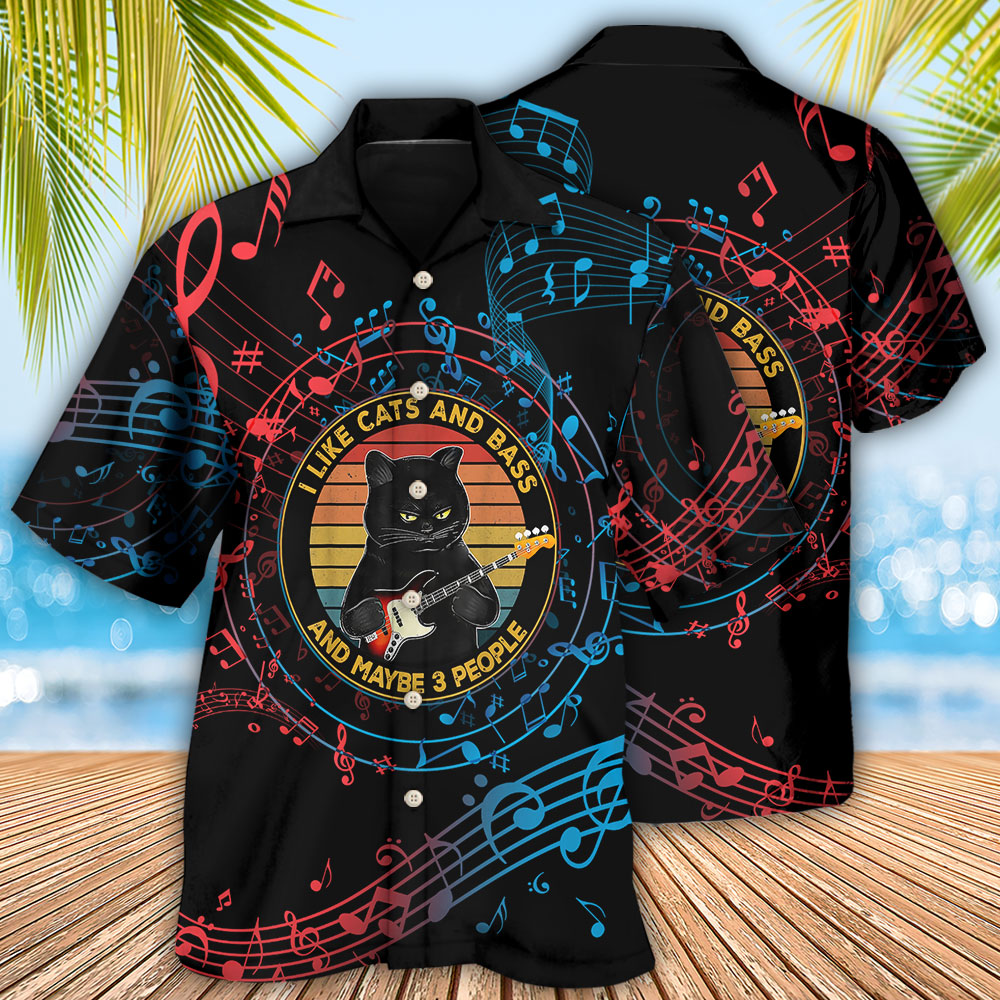 Guitar Cat Music Hawaiian Shirt For Resort Trips, Coastal Parties, And Warm Weather Style