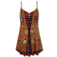 Christmas Santa Cowboy Vintage V-Neck Sleeveless Cami Dress For Festive Events And Casual Summer Styling