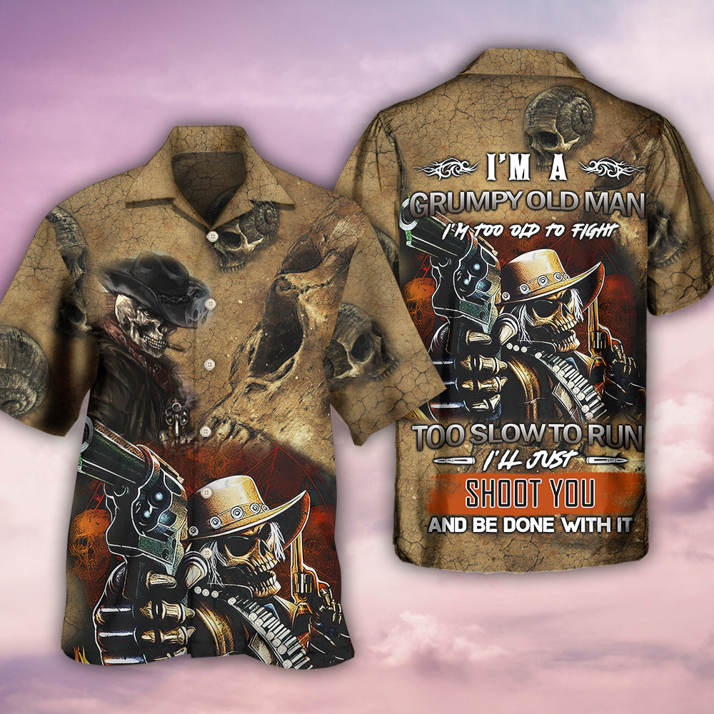 Skull Grumpy Old Man Hawaiian Shirt For Warm Weather Adventures And Everyday Comfort
