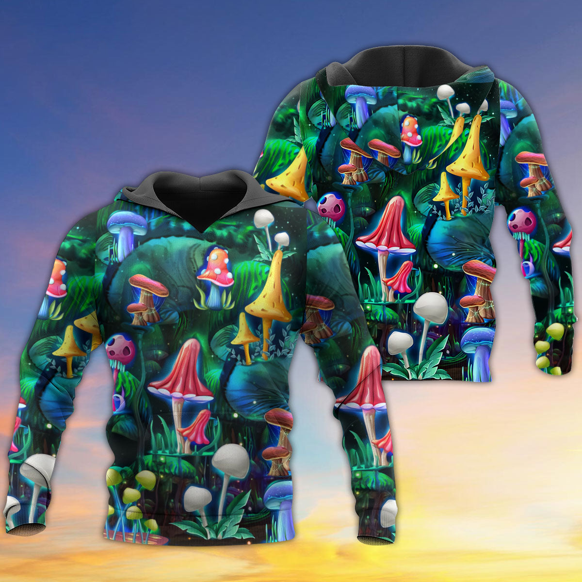 Hippie Neon Mushroom Galaxy Hoodie For Relaxed Streetwear Outdoor Gatherings And Travel
