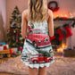 Santa Red Truck Christmas V-Neck Sleeveless Cami Dress For Festivals Travel And Relaxed Casual Summer Wear