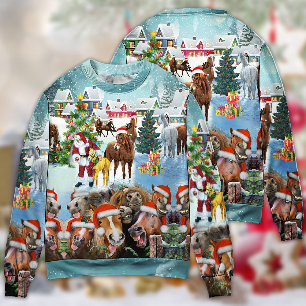 Horse Loves Christmas Happy Sweater For Festive Parties Family Photos And Comfortable Seasonal Wear