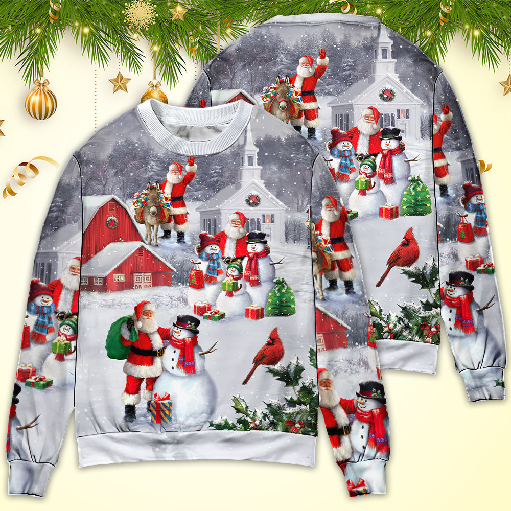 Christmas Santa Snowman Family Town Sweater For Holiday Travel Winter Outings And Cheerful Gift Giving