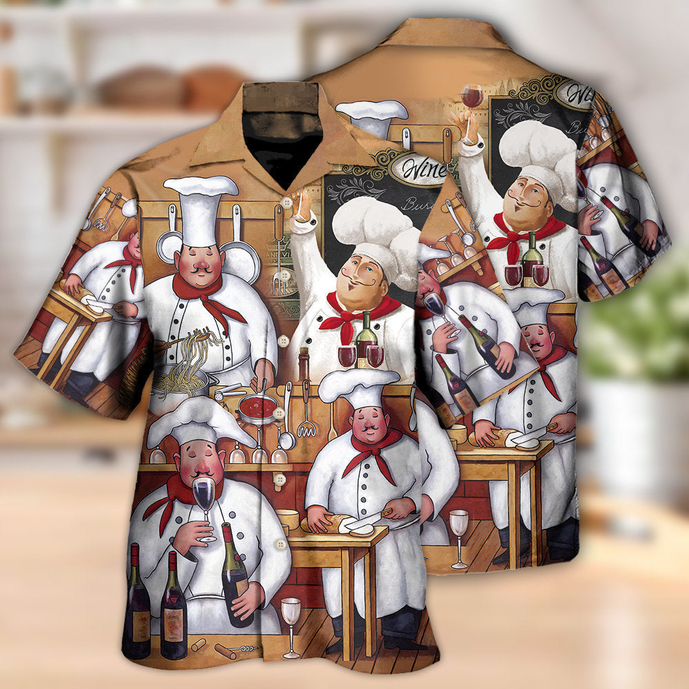 Vintage Master Chef Cooking Hawaiian Shirt Design View For Casual Summer Styling