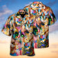 Funny Colorful Cat Mixer Hawaiian Shirt Artwork Detail For Resort Trips And Outdoor Activities